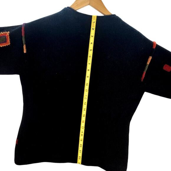 D'Stylo Womens L Blue 100% Wool Colorblock Cardigan Sweater Button Vtg Geometric - Picture 7 of 8